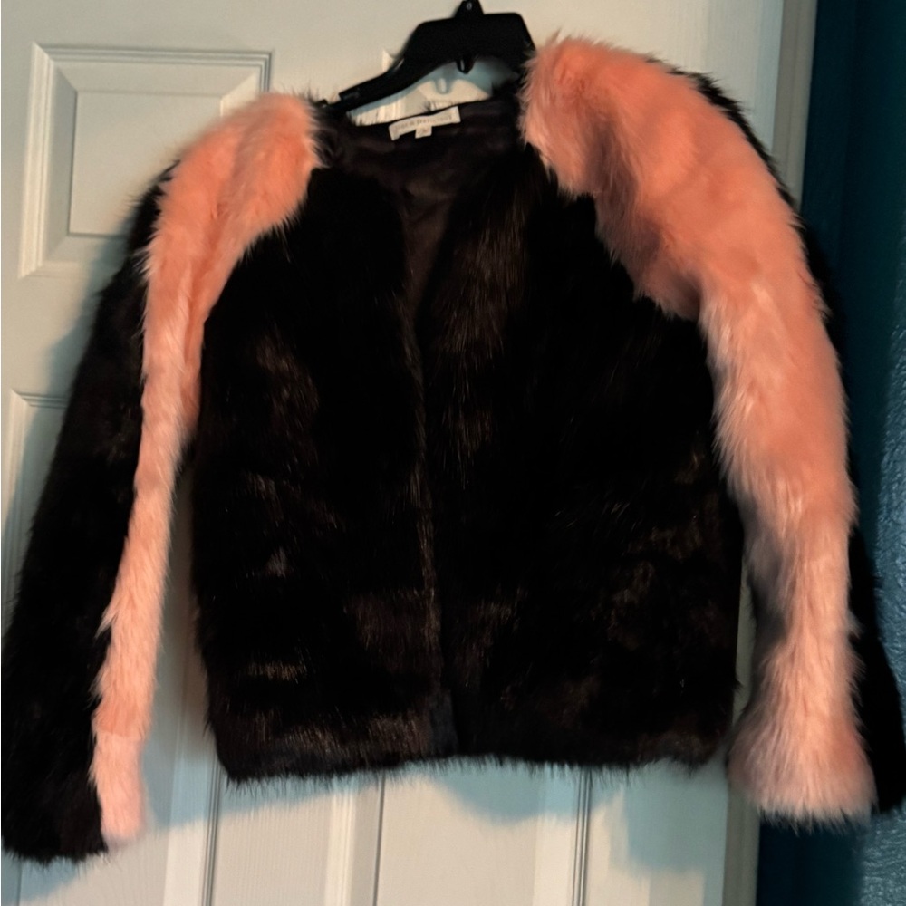 Black and Pink Fur Coat